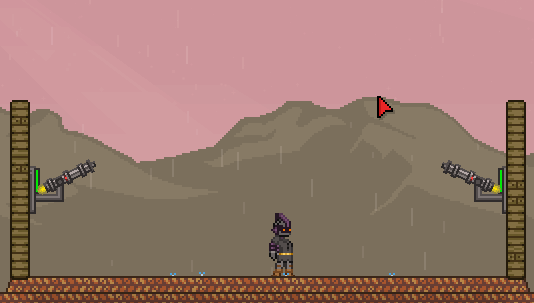 Turrets equipped with Rocket Launchers firing on spawned flying monsters
